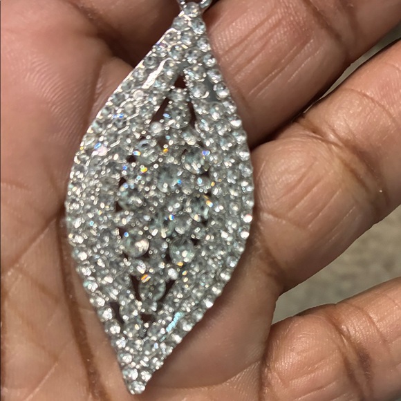 Silver Drop Earrings clip on post - Picture 5 of 7